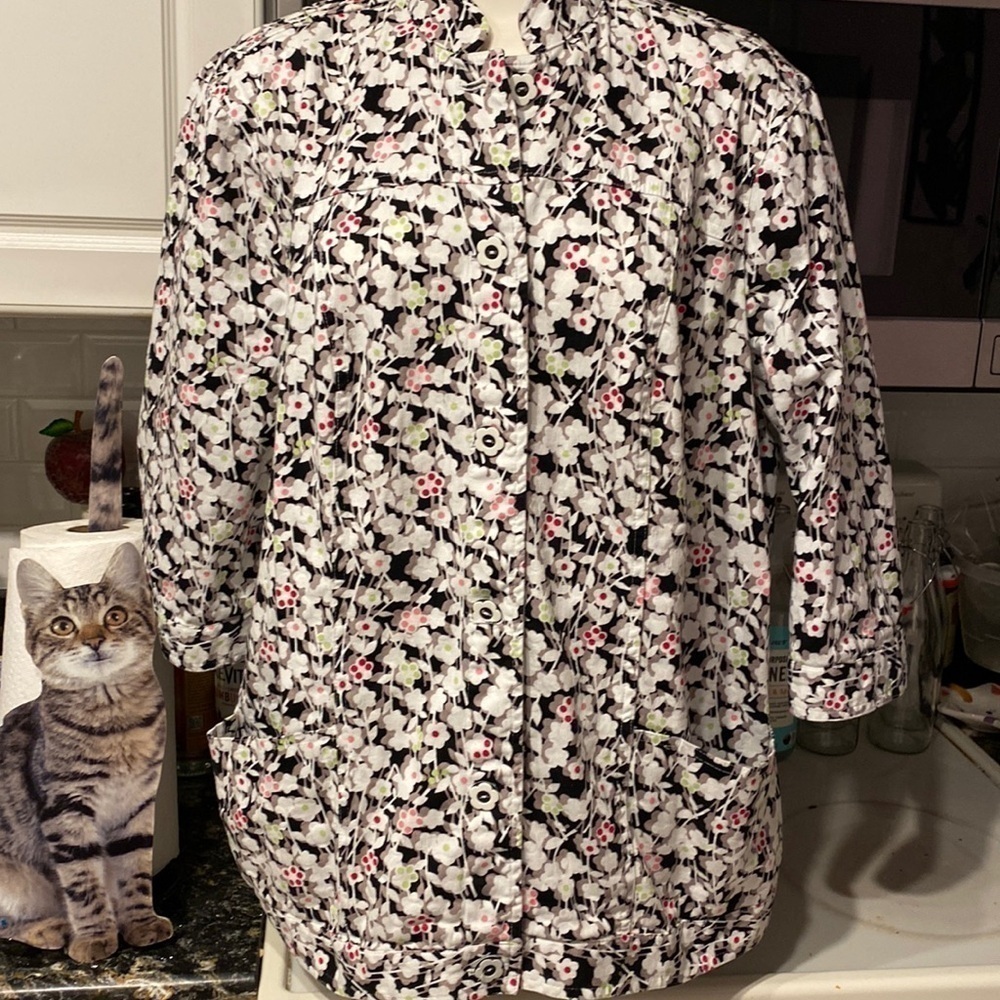 M womens CJ Banks stretch 3/4 sleeve button up plus size spring jacket 2X